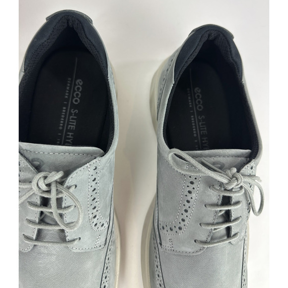 ECCO S Lite Hybrid Grey Oxford Wingtip Shoes Nubuck Brogue EU 45 Men's US 11 - Picture 13 of 16